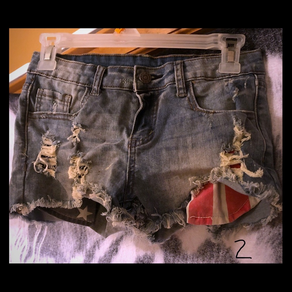 Demon Jean Short with American Flag Pockets